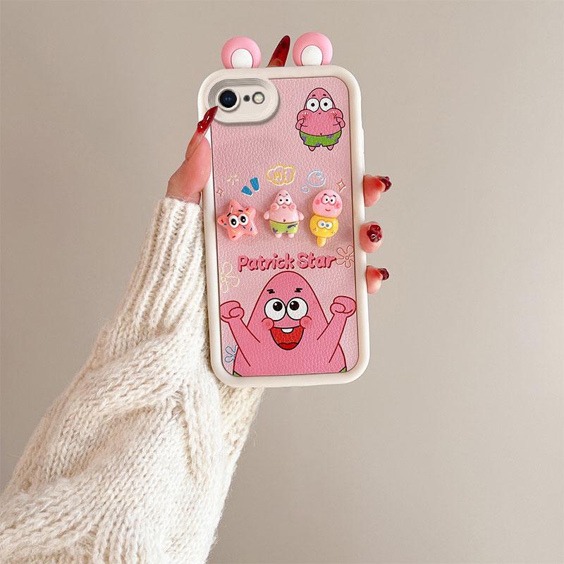 KEYSION Cute Ear 3D Cartoon Case for iPhone SE 2020 2022 with Bracelet Silicone Shockproof Phone Cover for iPhone 8 7 6s Plus