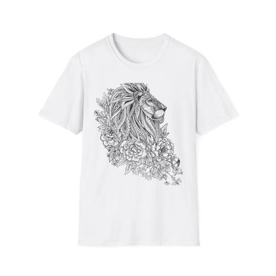 Color Your Own Shirt Floral Lion Illustration T-Shirt | Botanical Lion Tee