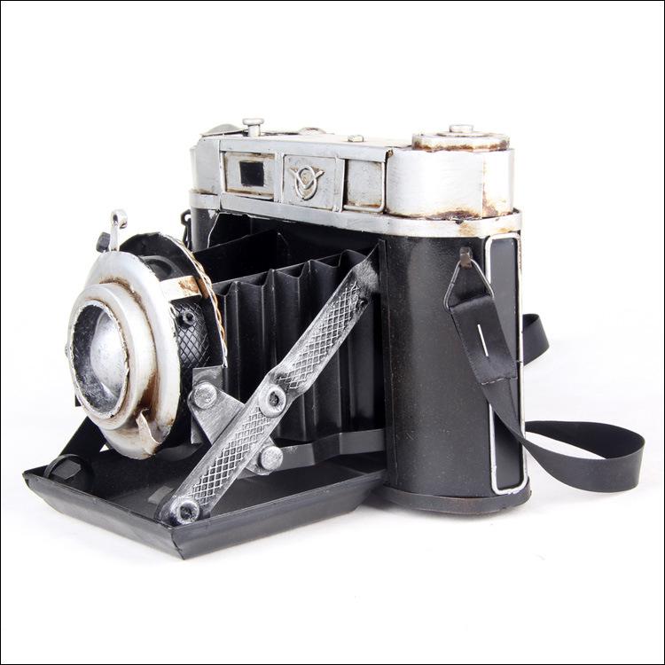 Handmade Metal Crafts Retro Vintage Antique Single Lens Reflex DSLR Camera Model Prop Gift Home Decor Ornament