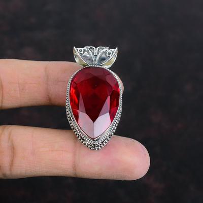 Faceted Mozambique Garnet Pendant Vintage Pendant Gemstone Pendant Unique Jewelry 925 Sterling Silver Pendant  Handmade Pendant Wedding Gift
