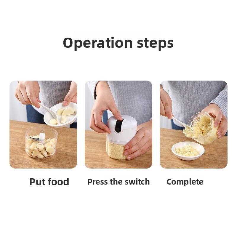 Garlic paste artifact, electric garlic masher, small grinder to beat garlic, household baby food supplement cooking meat grinder to peel garlic