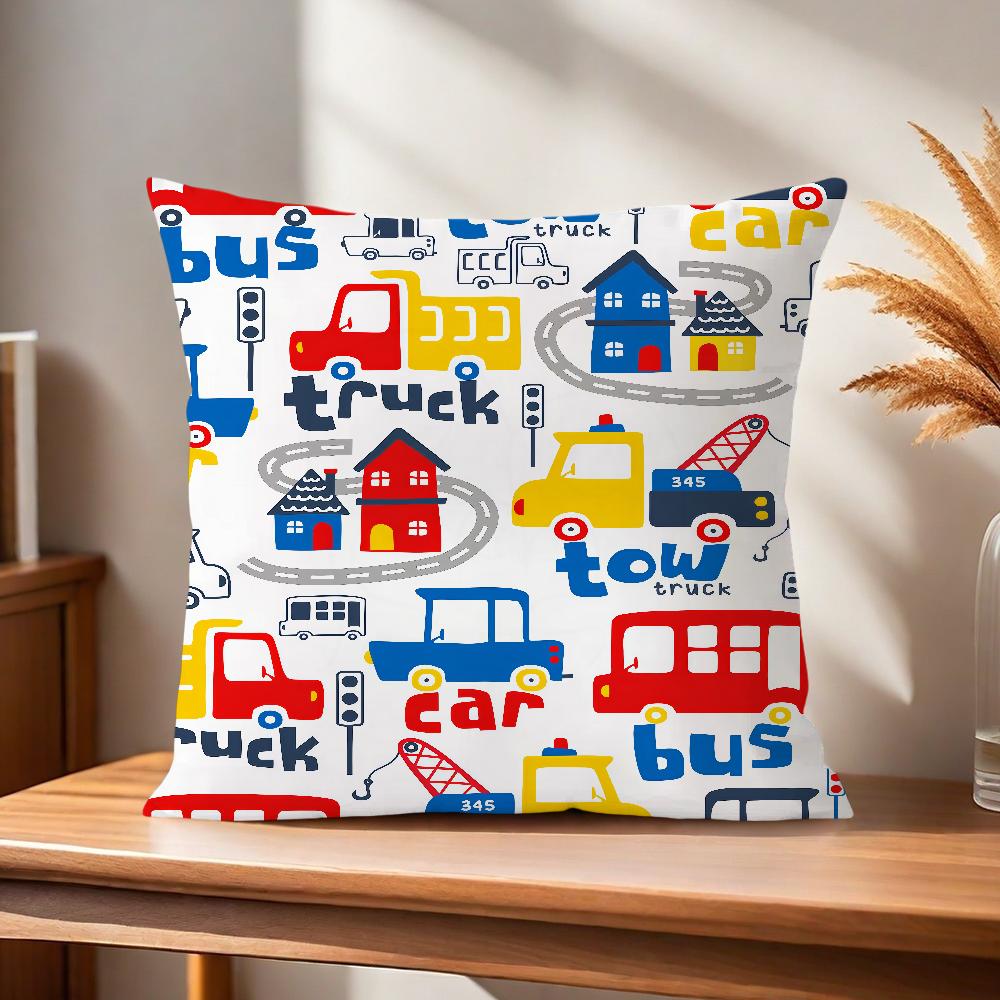 ART Transportation Cars Truck Boat Racing Soft Pillow Case for Sofa Living Room Home Office Decor Protective Covers Without