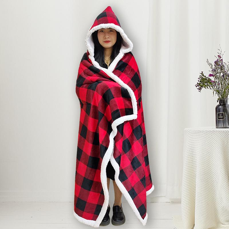 

Двухслойный фланелевый плащ с капюшоном: Зимнее теплое одеяло 120*180 cm