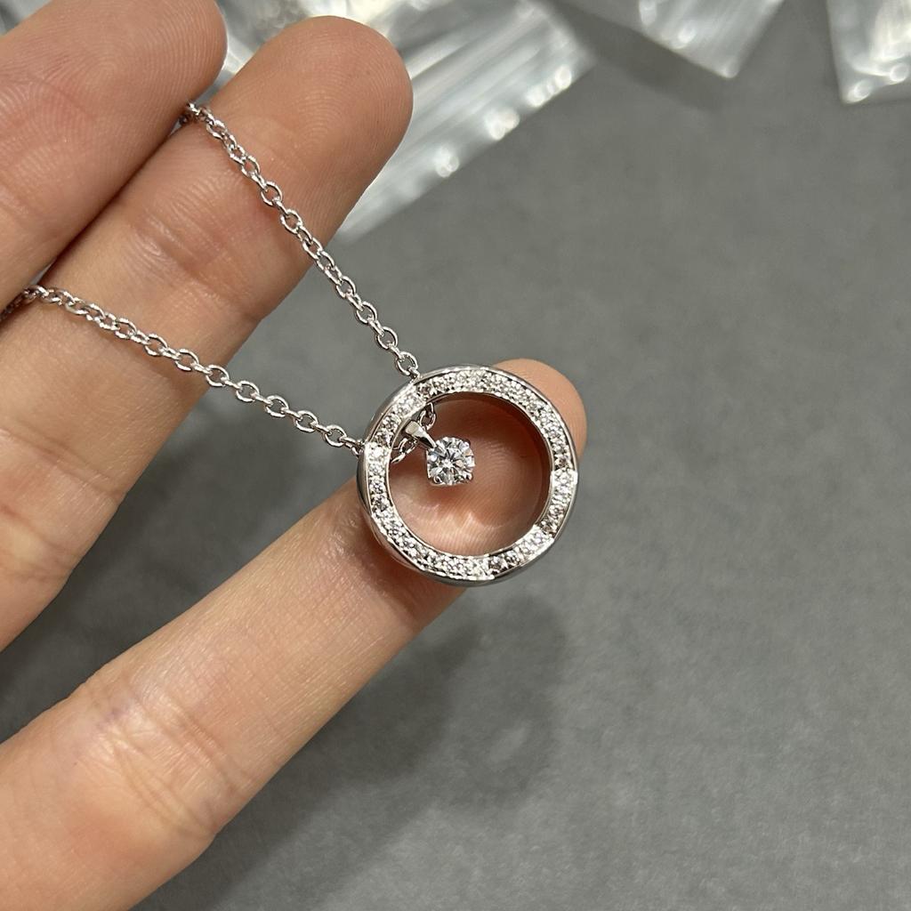 Rhombus Pattern COCO Smart Water Ice Moon Necklace Pendant Circle Temperament Stack