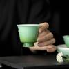 Service à thé en céramique peint à la main avec glaçure dégradée vert jade Gaiwan Gongfu Tasses pour la maison le bureau Collection Printemps Éveillé Cadeau