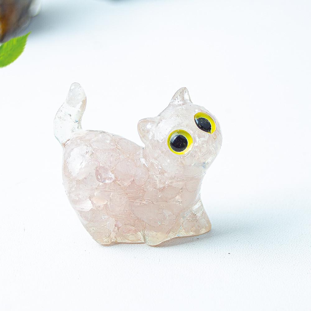 Figurine Artistique en Résine Chat de Cristal Faite à la Main avec un Design Dynamique Pour la Décoration Intérieure et les Cadeaux