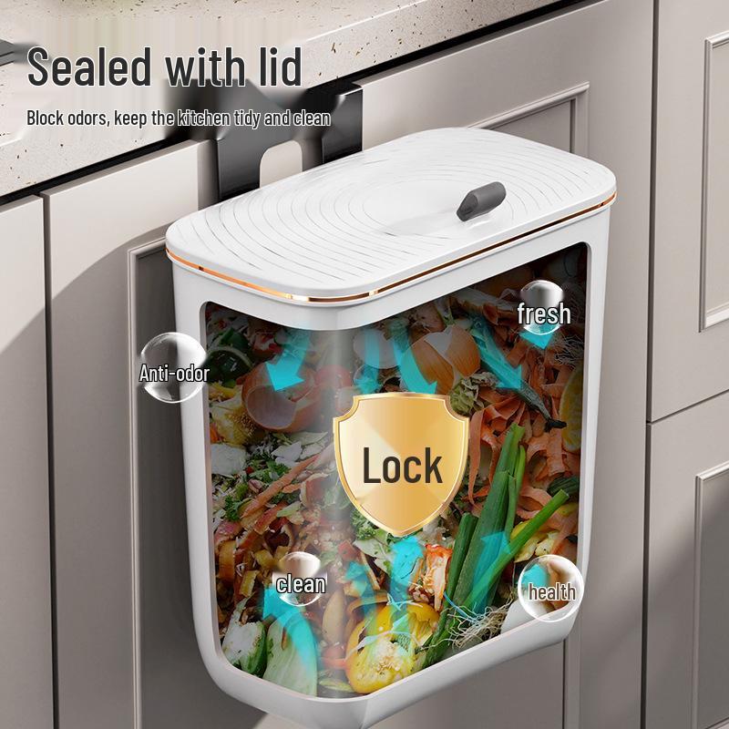 Wall-Mounted Kitchen & Bathroom Trash Can with Lid – Stylish, Large Capacity Waste Bin for Home