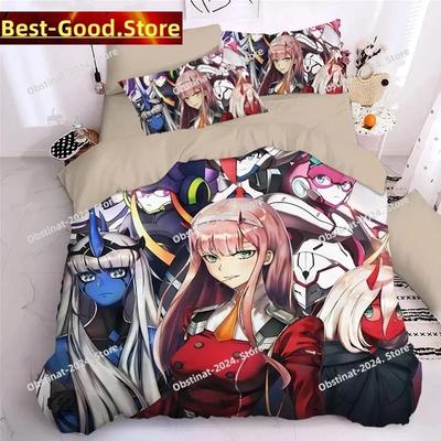 Darling In The Frank X Beding Sets Japan Anime Game Figure 3D Printed Soft Duvet Cover Sets Twin Quen King Single Sized Dimensions Bedclothes