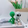 3D Printed Alien Statue, Sci-Fi UFO Alien Sculpture, Funny Sitting Alien Figurine, Creative Ornament for Home Office Desktop Shelf Workstation