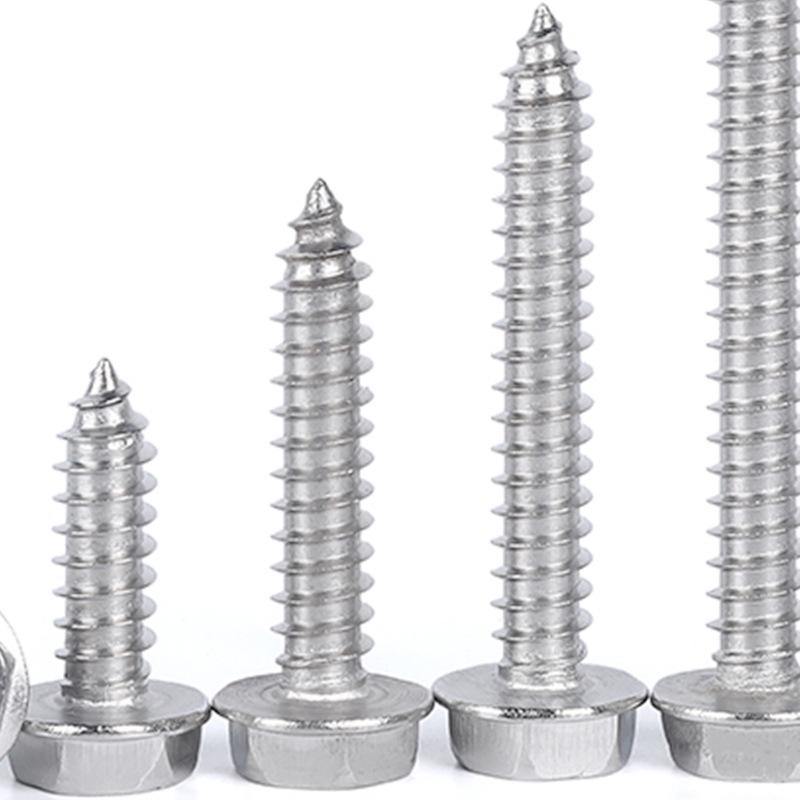 304 Stainless Steel Hex Flange Self-Tapping Screw with Washer (M3/M4/M5)