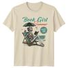 Book Girl Summer Skeleton Beach TShirt Retro Reader Tee