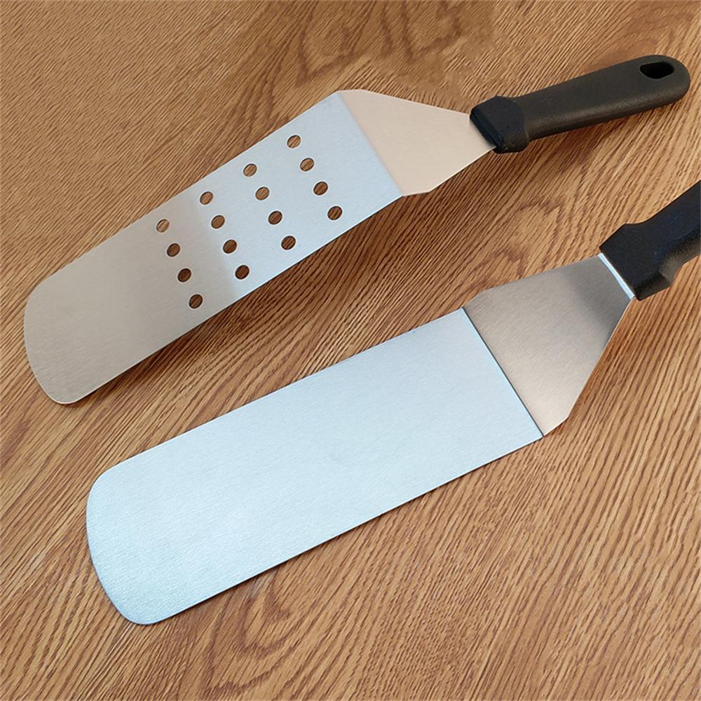 1pc Cooking Spatula Stainless Steel Barbecue Spatula Plate Non-Slip Plastic Handle Extra Long Griddle Spatula Cooking Utensils