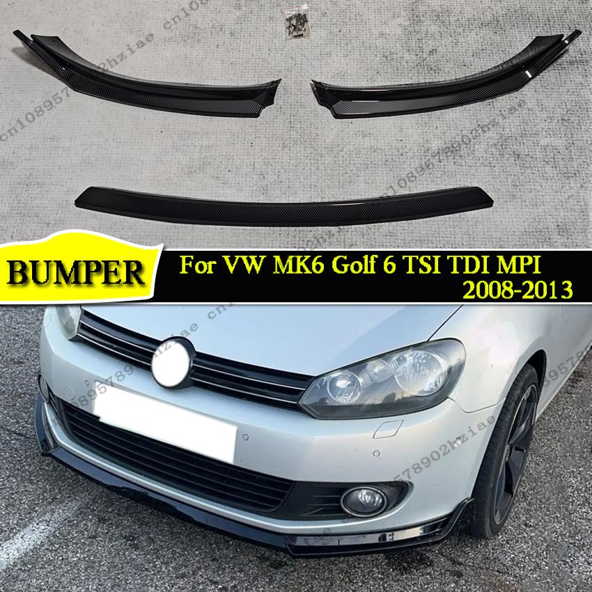Maxton Style Front Splitter Lip For VW MK6 Golf 6 TSI TDI MPI 2008-2013 Standard Bumper Lip Upgrade Tuning Black Accessories ABS