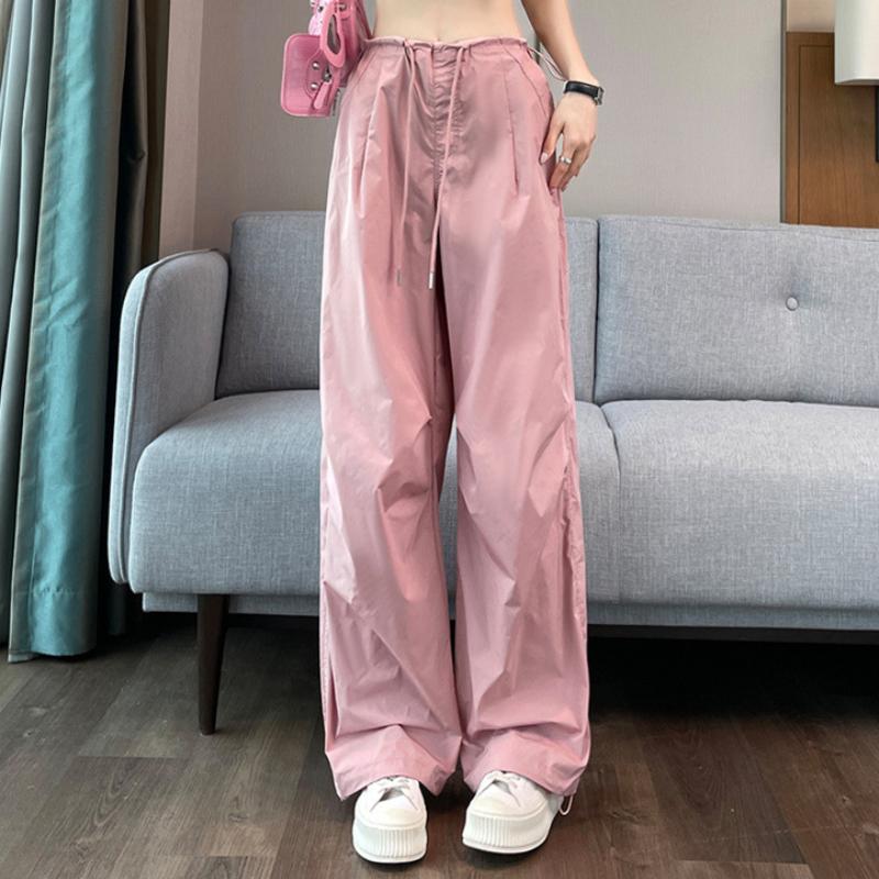 

Женские повседневные брюки-карго в корейском стиле в стиле хип-хоп Y2k, свободные спортивные брюки с высокой талией, летние XS розовый