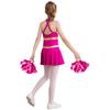 Girls Sleeveless Letters Printed Patchwork Hollow Back Dress Tassel Flower Balls Pair Cheerleading Dance Costume