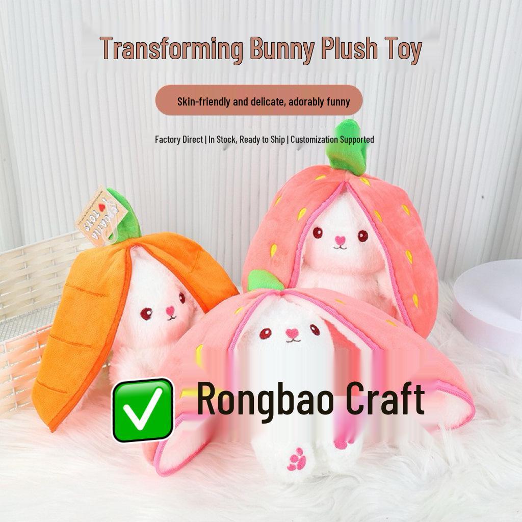 Erdbeer-Hase-Karotten-Plüschtier - Kinderpuppenfigur für Hochzeiten oder Geburtstage