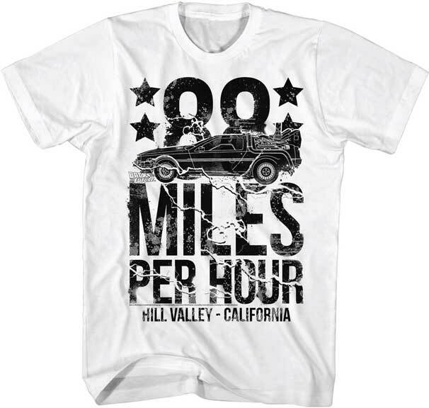 Back To The Future Movie 88 MPH DeLorean Hill Valley California Men T Shirt L