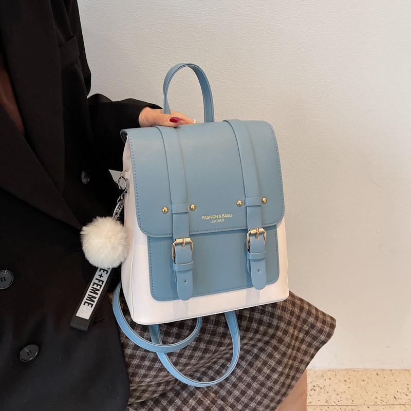 IELGY Ladies Backpack Fashion Retro Autumn Winter Contrast Color Backpack