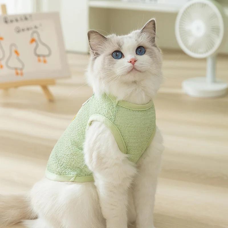 Pet Spring/Summer Cute INS Hollow Breathable Bear Patch Traction Tank Top Dog Teddy Pet Cat Clothing Cooling Vest for Dog