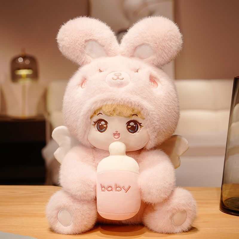 Kids Soft Plush Toy With Rabbit Elephant Design And Baby Bottle Decor For Kids Playroom Decor