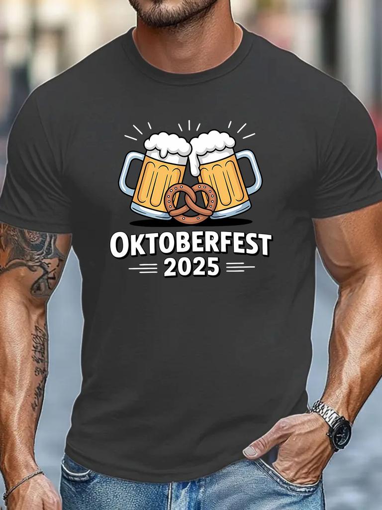 Pánské tričko Oktoberfest Mnichovský pivní festival Tričko s grafikou půllitru Černé Retro Bavorské Tričko Top pro německé párty outfity