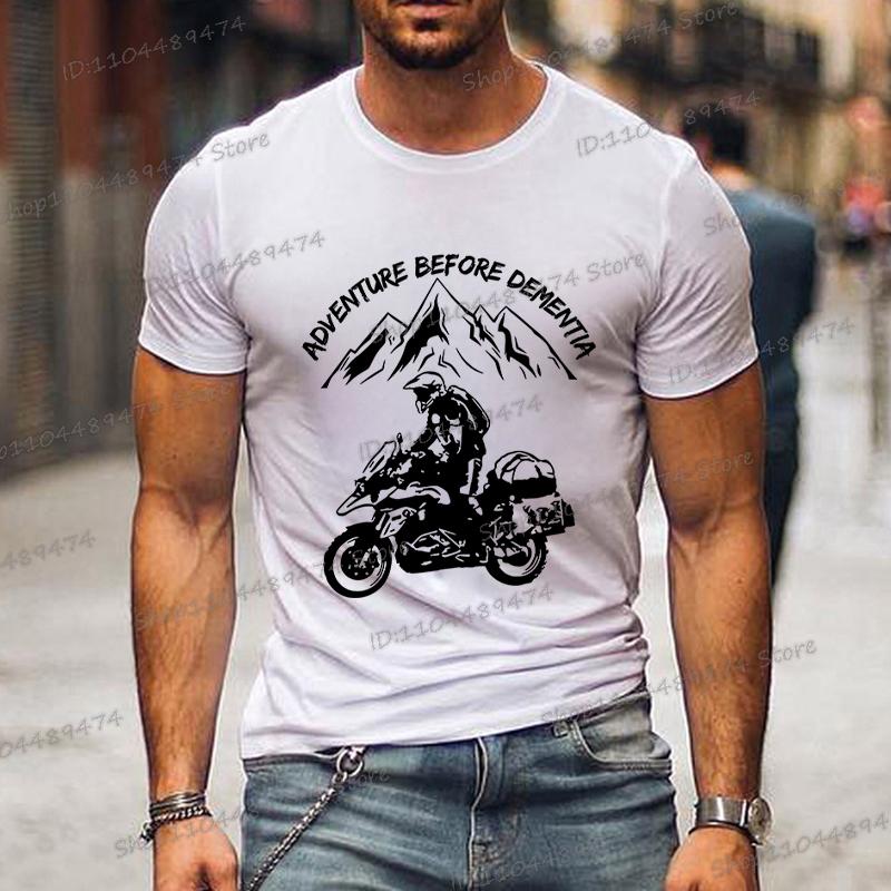 Funny Mountain Adventure Motorcycle T-shirts Harajuku Fashion Men T Shirt Adventure Before Dementia Shirts for Men Women