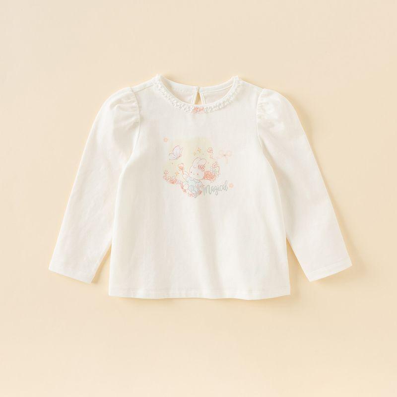 [Same Style as in the Mall] David Bella Kidsren s Long-Sleeved T-Shirt 2026 Spring New Style Girls  Pure Cotton Top Little Rabbit [Ready in Stock] 110