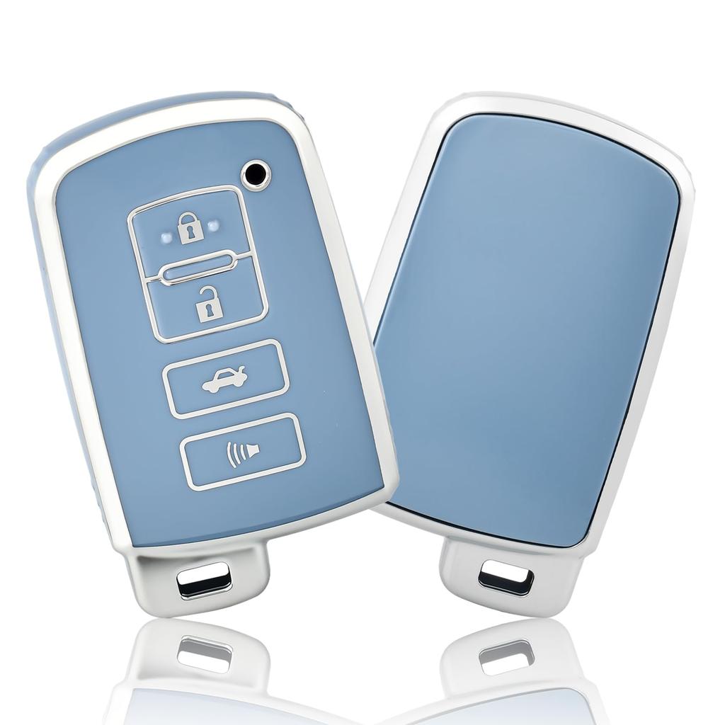 Key Fob Case Cover Holder Keychain for Toyota Tundra Tocoma Sequoia 4Runner Highlander RAV4 Camry Corolla Avalon 4 Buttons