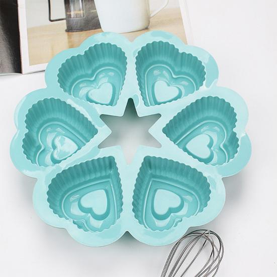 Silicone Cake Mold 3 Pcs Set Heart Shaped Cake Pan Non-Stick Easy to Clean Oven Microwave Freezer Dishwasher Safe