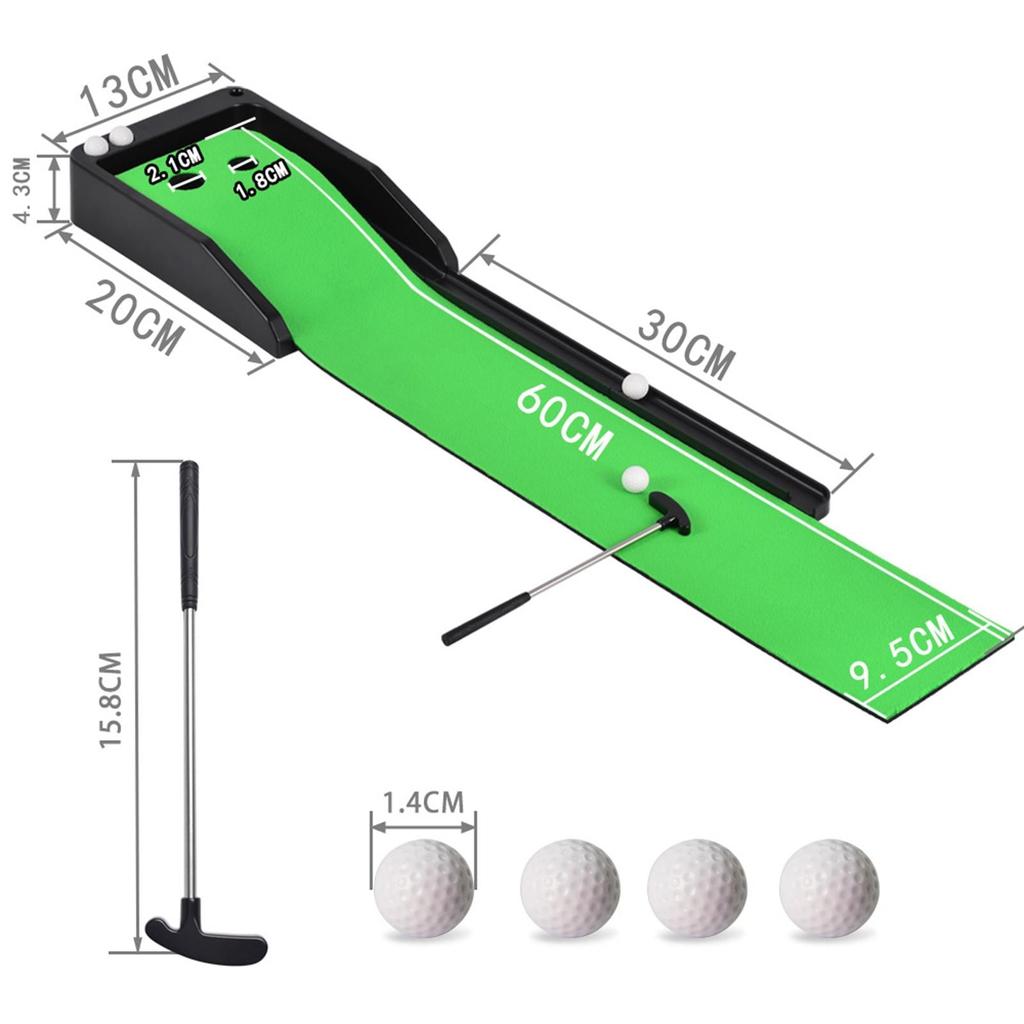 Golf Putting Pract Mat Auto Ball Return Non Slip Training Aid
