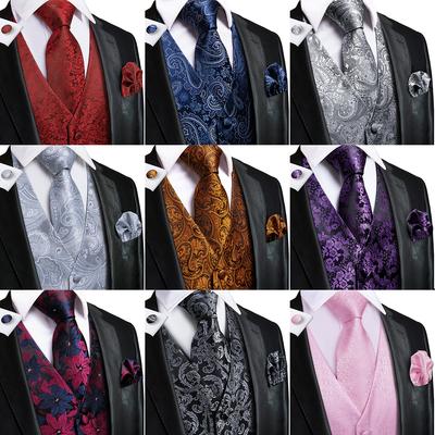 Gilet da smoking per uomo, completo, gilet, cravatta, fazzoletto, gemelli, set per matrimoni aziendali