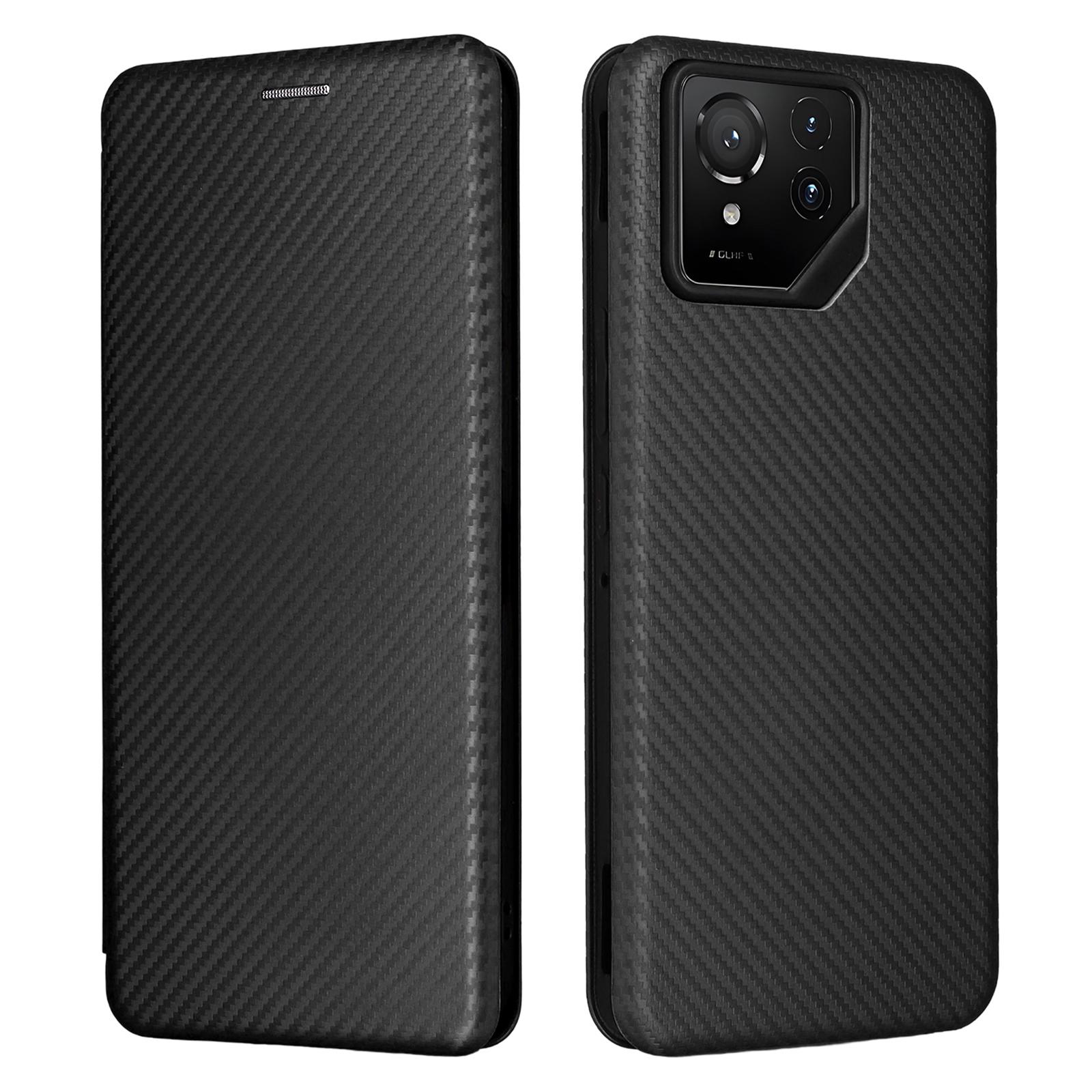 

Для Asus ROG Phone 9 5G Чохол Текстура карбонового волокна Ударостійкий PU шкіряний чохол для телефону Black