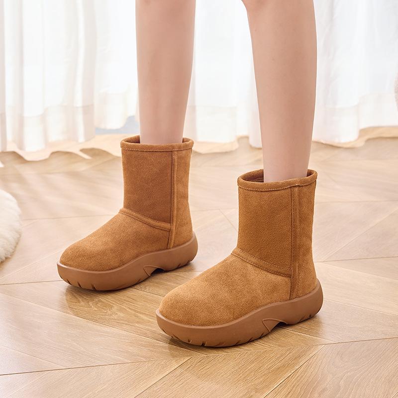 Echtlederschuhe, Schneestiefel, Dicke und warme Baumwollschuhe für Damen zum Warmhalten