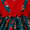 Children's Ribbed Long Sleeve Bow Christmas Dress for Girls