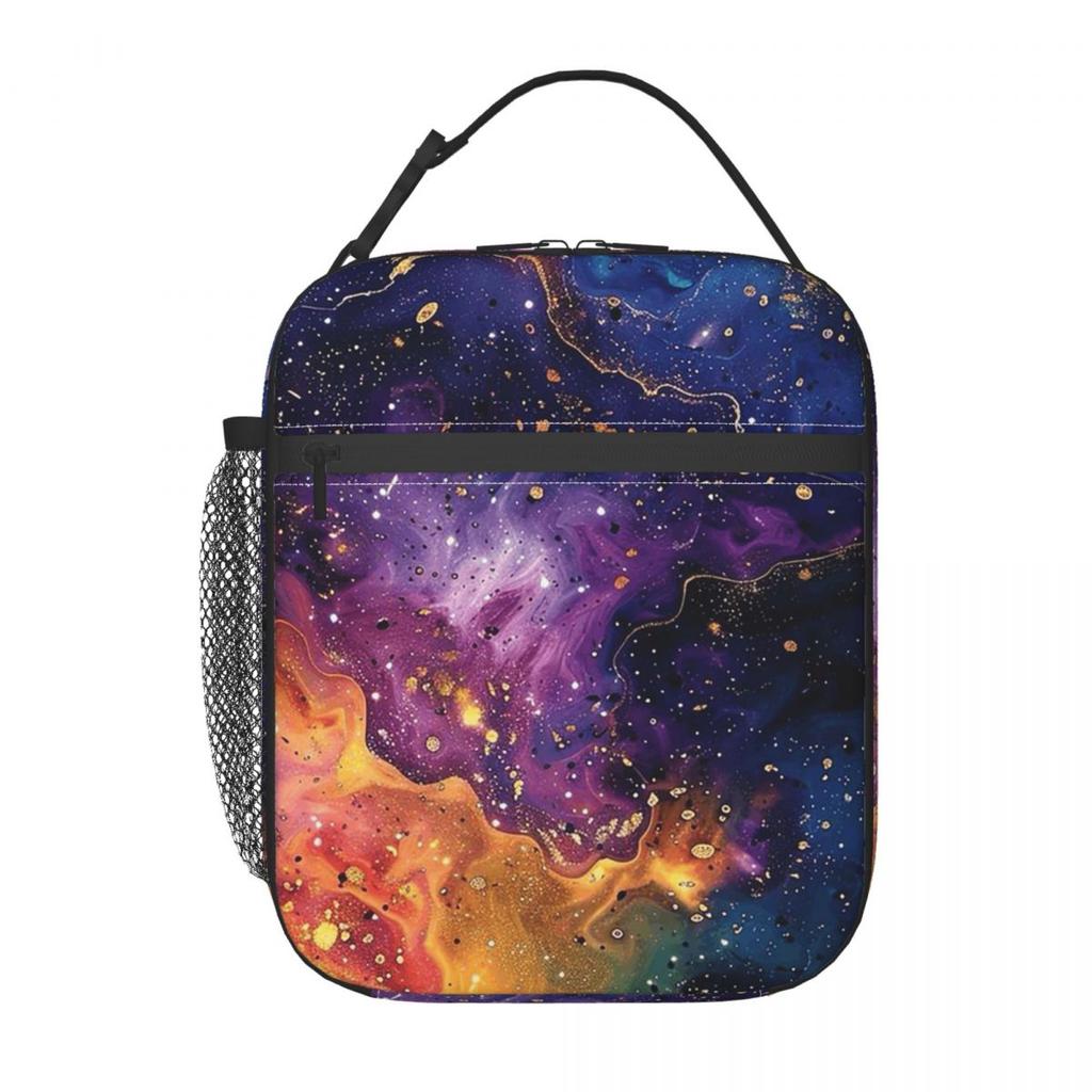 Blue Purple Gilded Luxury Gold Marble Insulated Lunch Bag for Women Cooler Thermal Food Box Tote Portable Lunch Boxes Container