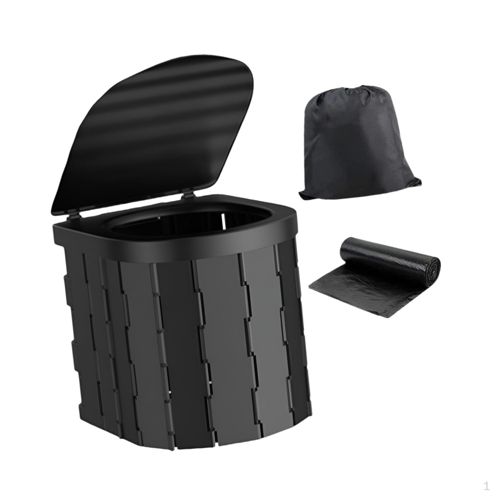 

Портативный туалет с крышкой, складной, для кемпинга, для длительных поездок на пляж, черный чёрный