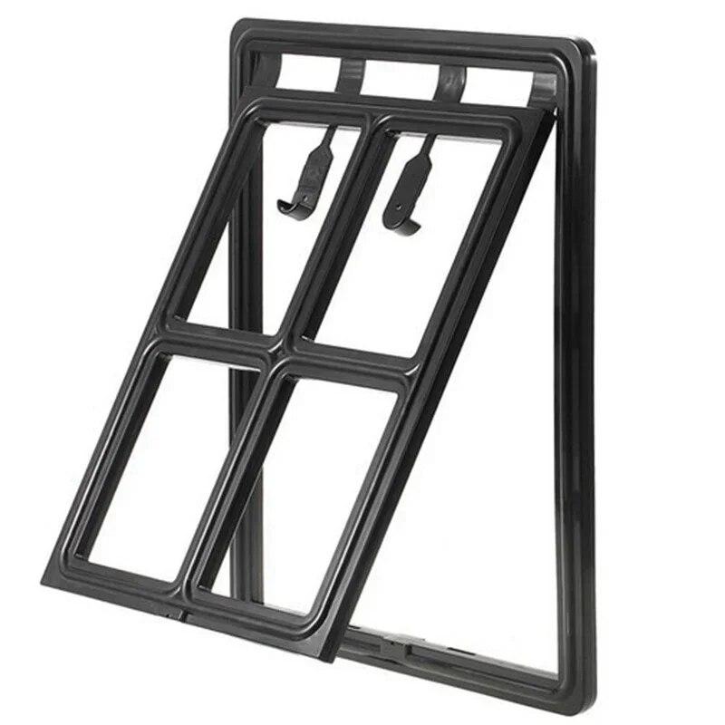 Lockable Plastic Pet Dog Cat Kitty Door for Screen Window Security Flap Gates Tunnel Fence Free Access Home