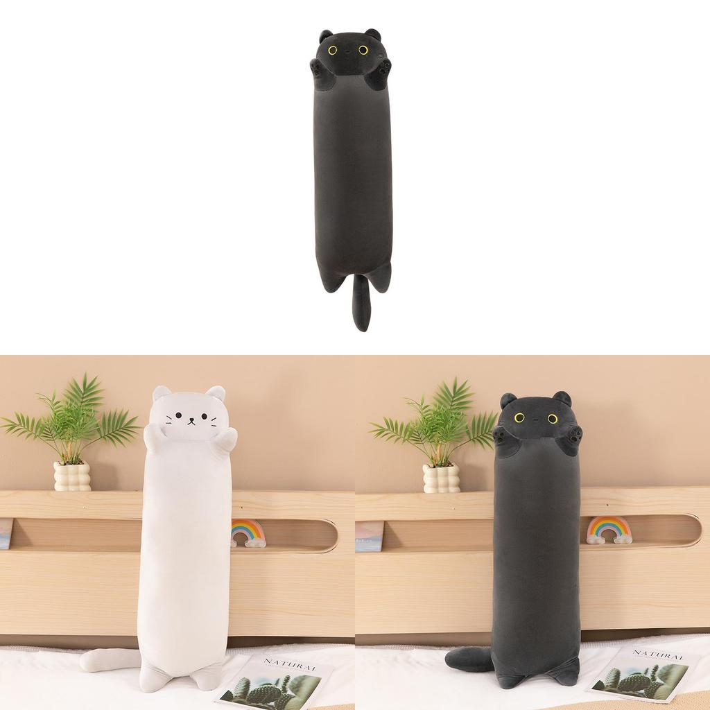 Cuscino Corpo a Forma di Gatto in Peluche Corto Per Dormitori Laterali Con Supporto per le Gambe