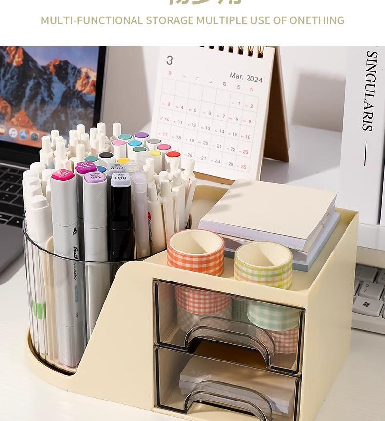 360° Rotating Pen Holder: Luxurious, Multifunctional, Large-Capacity Desk Storage for Students and Offices