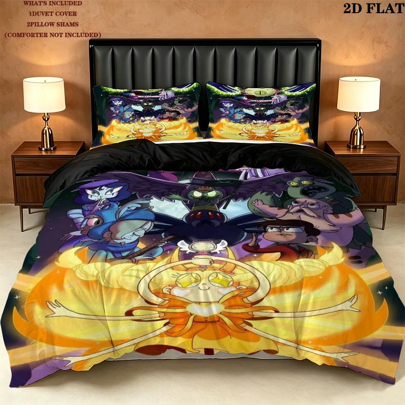 Star Butterfly Pattern Bedding uilt Set uilt Cover Pillowcase Home Decoration Birthday Gift (1 * duvet cover + 2 * pillowcase without core)
