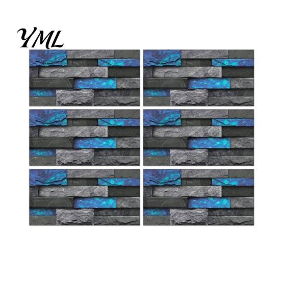 Modern Industrial Wall Decor 6Pcs Vintage Faux Stone Self?Adhesive Tiles, Waterproof Oil?Proof Backsplash Stain-resistant Covering Sticker, Peel &