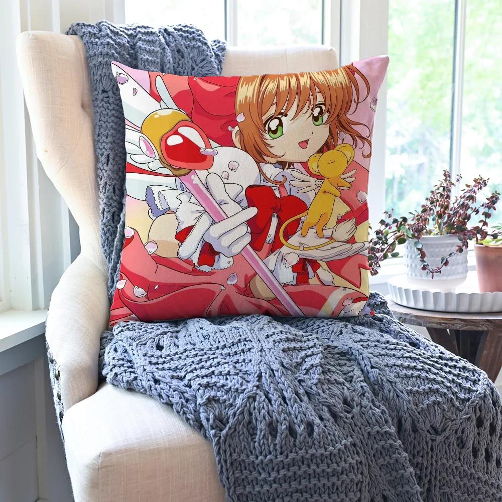1pc C-Cardcaptor S-Sakura Magical Girl Manga Pillow Case Square Pillow Bedroom Sofa LeisureCar Living Room Home Decoration 40X40