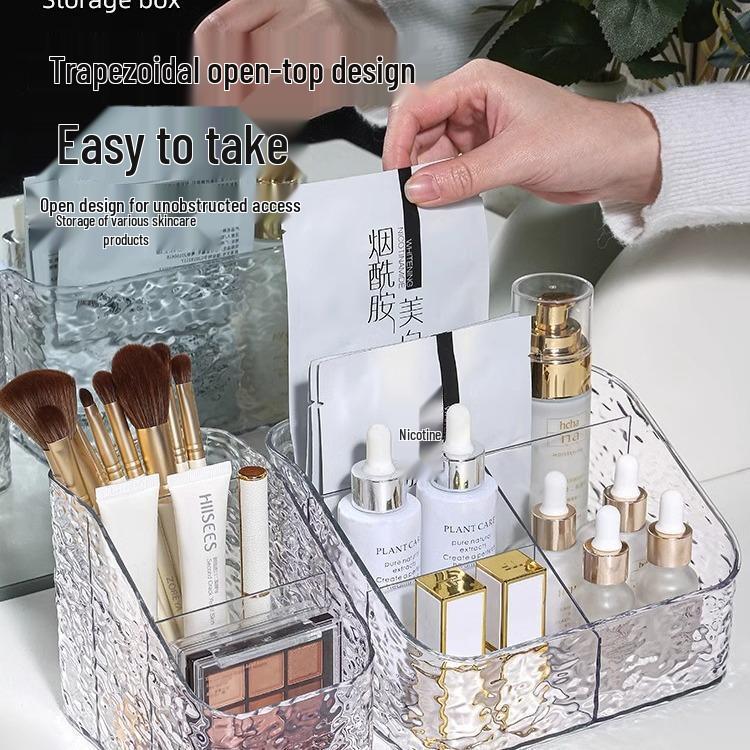 Acrylic Ripple Luxury Cosmetics Organizer - Large Capacity Storage for Lipstick & Skincare