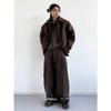 Unisex Retro Coffee Woolen Coat with Raglan Sleeves
