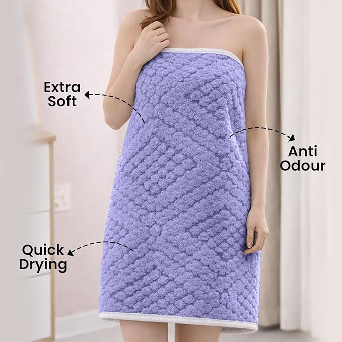 Microfiber Towels for Bath-Jacquard Bath Towel for Men and Women-Soft Coral Fleece Towel with Hook 400 GSM Quick