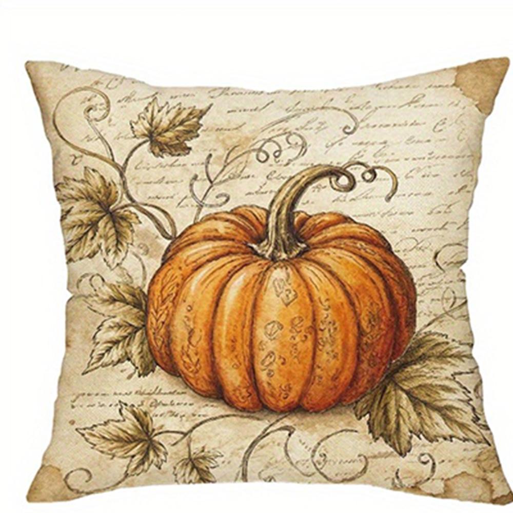 Retro Fall Harvest Pillowcases: Pumpkin and Maple Leaf Designs,Sofa cushion cover, home room decoration