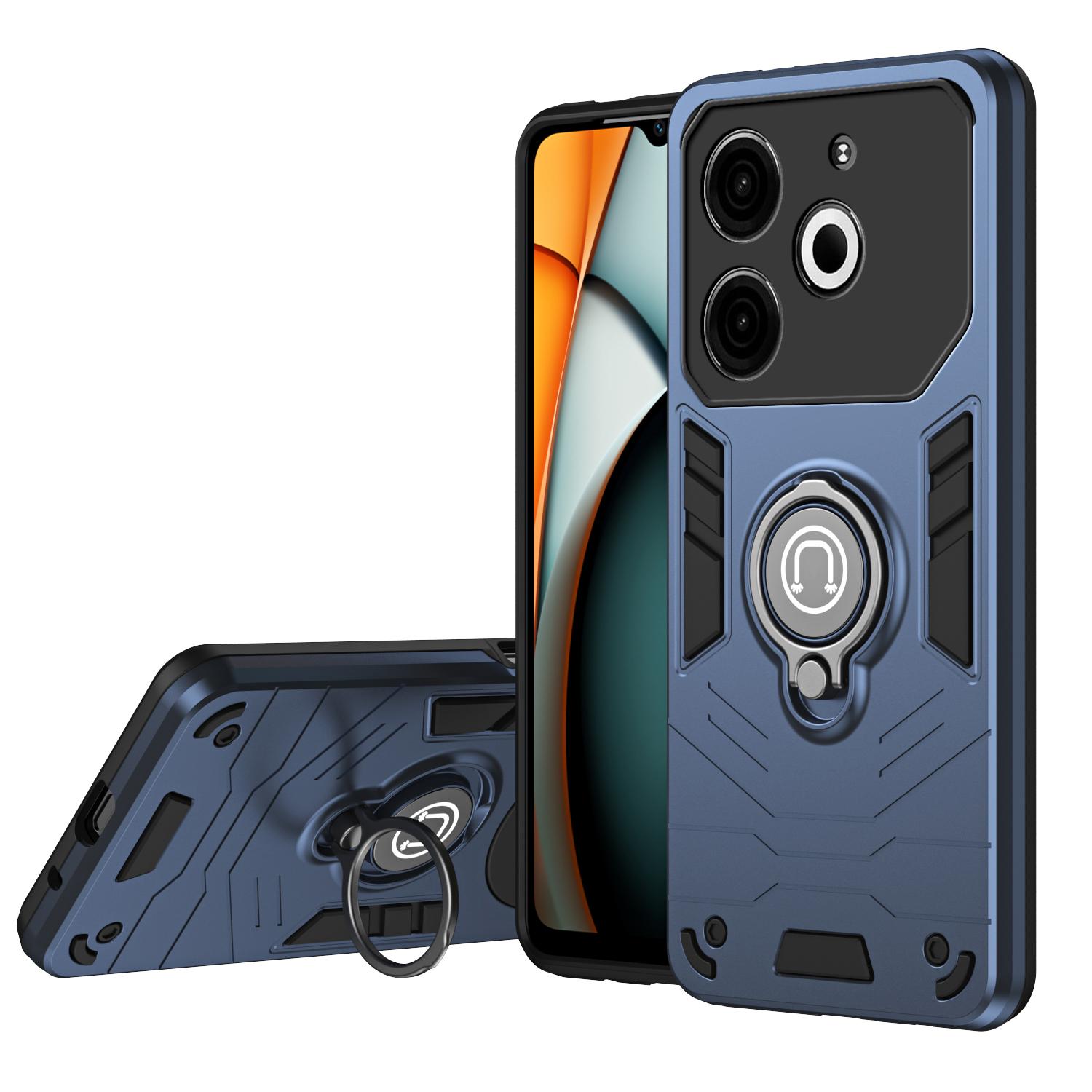 

Для Tecno Pova 6 Neo 4G, Чохол для телефону Міцний захисний чохол з інтегрованими кільцями та підставками Чохол Hybrid Armor Case & Screen Protector&Tecno Pova 6 Neo синій