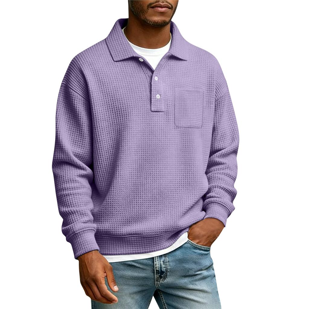 Men's Single Button With Pocket Long Sleeve Casual Sport T-Shirt