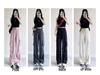 Women's High Waist Gray Wide Leg Parachute Pants - Summer Casual, Quick-Dry American Style Sportswear