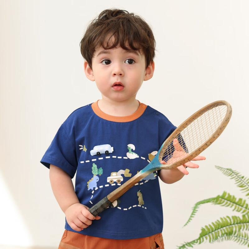 LUSON Baby Boys' 2025 Summer Color-Block Cotton T-Shirt
